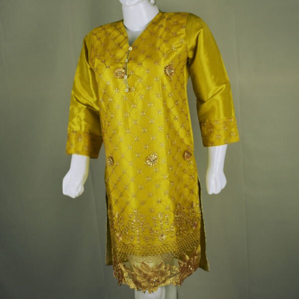 Girls Fancy Shirt-Yellow - Image 3