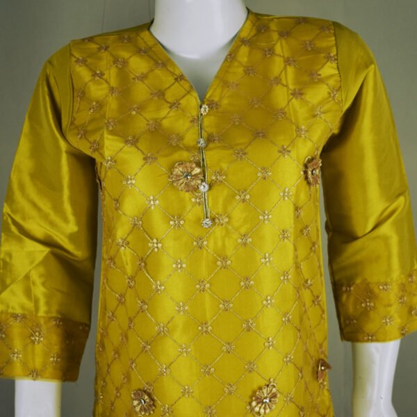 Girls Fancy Shirt-Yellow - Image 4