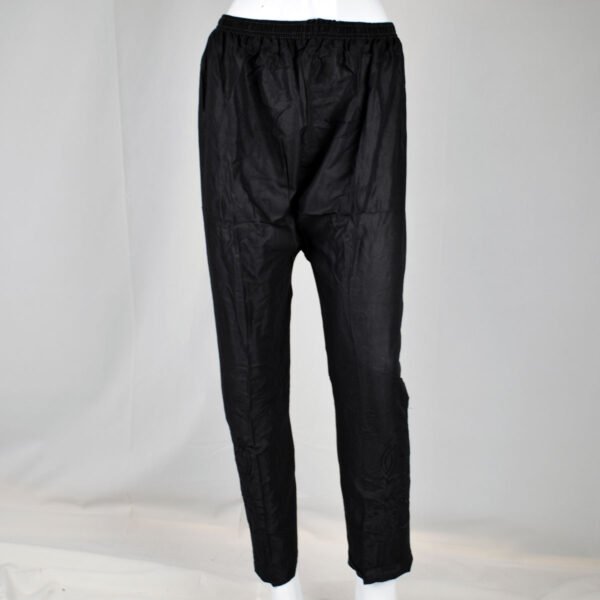 Linen Embroidery Trouser-Black