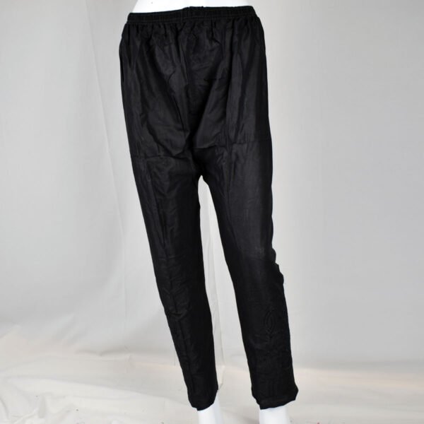 Linen Embroidery Trouser-Black - Image 2