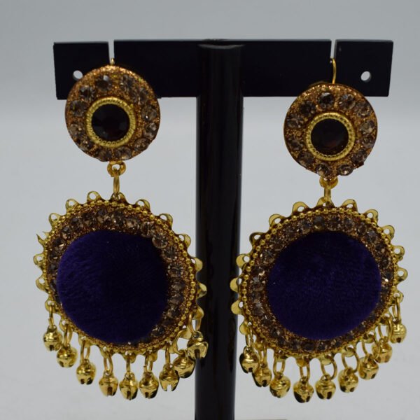 Velvet Ear Rings with Bindia - Image 2