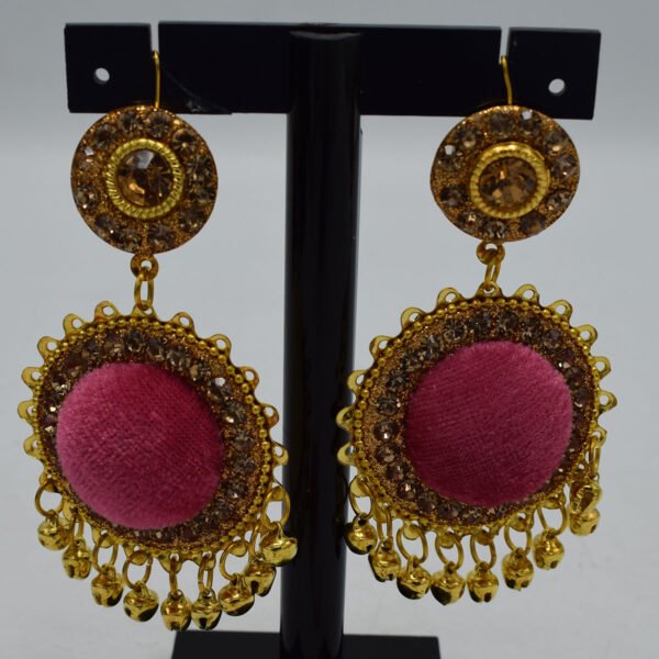 Velvet Ear Rings with Bindia - Image 2