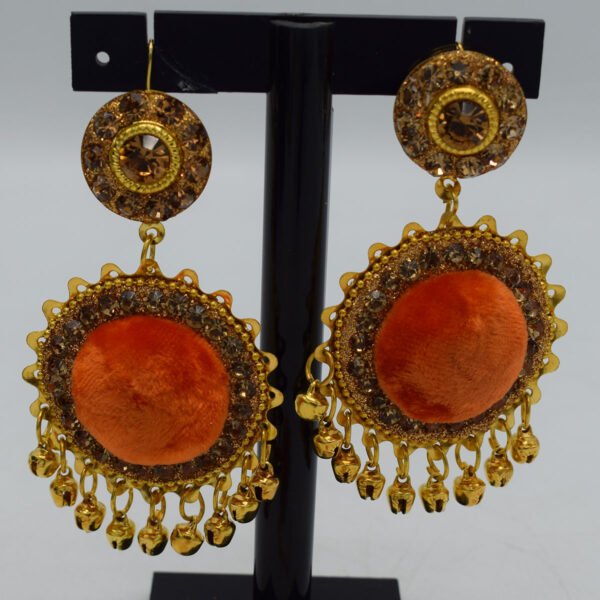 Velvet Ear Rings with Bindia - Image 2