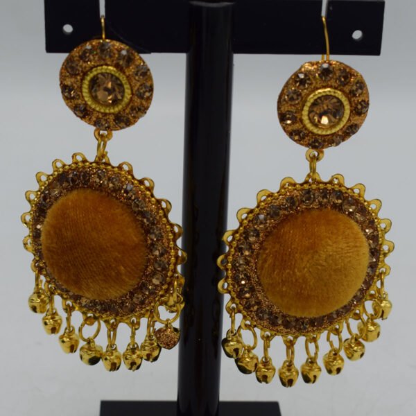 Velvet Ear Rings with Bindia - Image 2