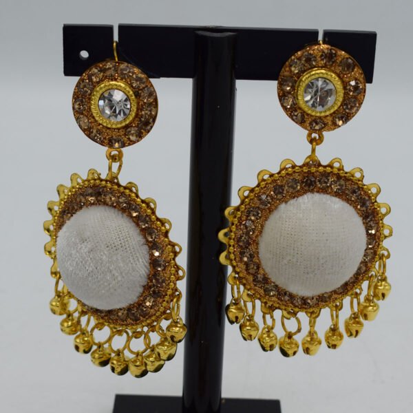 Velvet Ear Rings with Bindia - Image 2