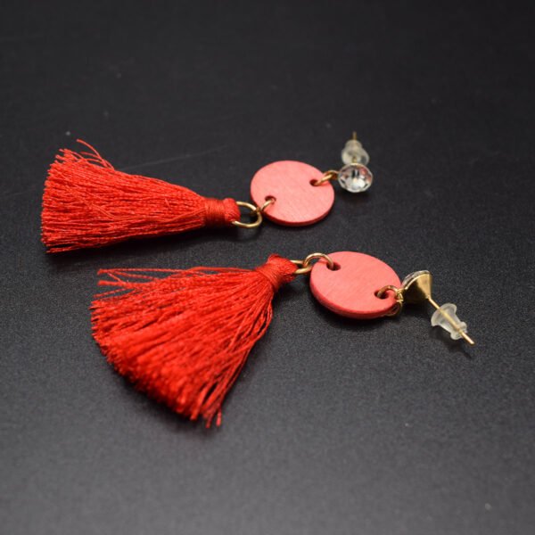 Tassel Earrings - Red - Image 2