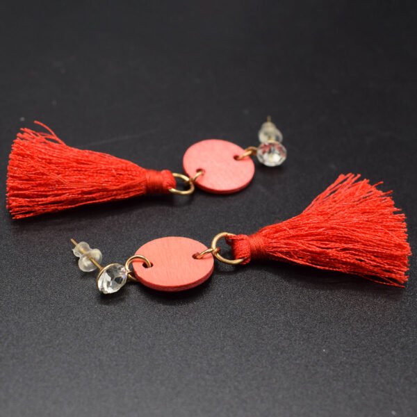 Tassel Earrings - Red - Image 3