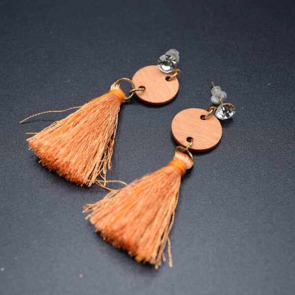 Tassel Earrings - Brown - Image 2