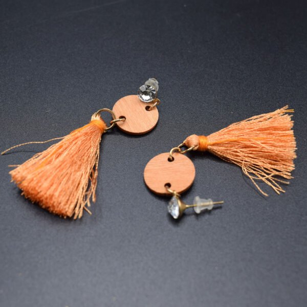 Tassel Earrings - Brown - Image 3